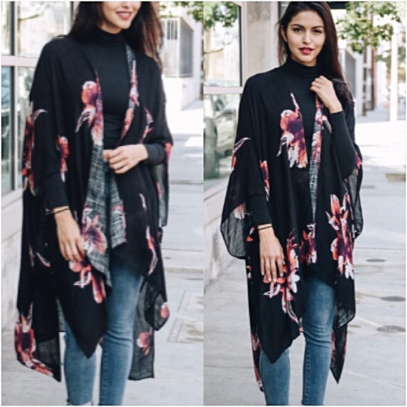 Boho Lightweight Floral Kimono Wrap Coverup - Picture 4 of 8